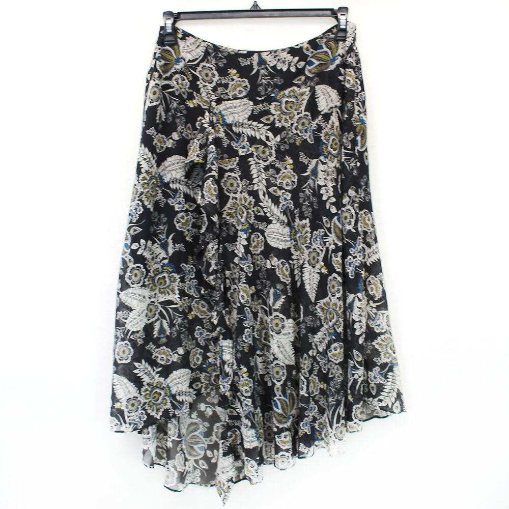 Bailey 44 lines whimsical boho floral print midi long skirt Ruffle Large